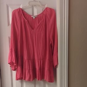 Counterparts Coral Pink Tiered Peasant Tunic